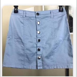 Pastel blue high waisted button up skirt